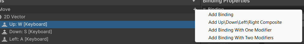 One of Composite Bindings Add option