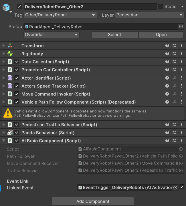 AI Brain Component in the Inspector with Linked Event ticked and an AI Activation Event assigned