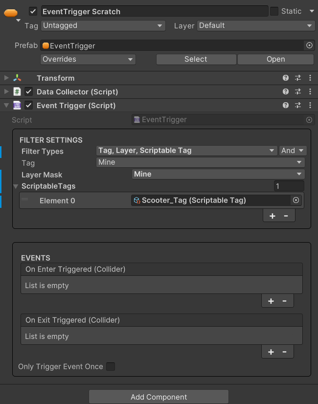 Configured Event Trigger Filter