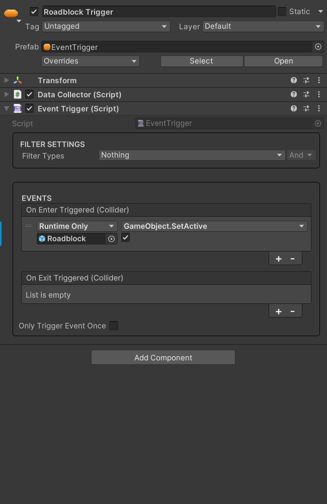Configured On Enter Triggered
