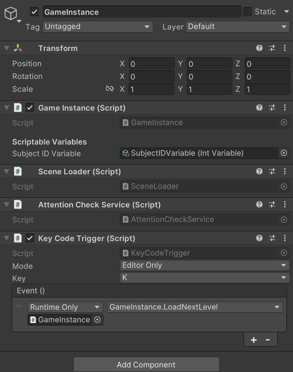GameInstance Inspector