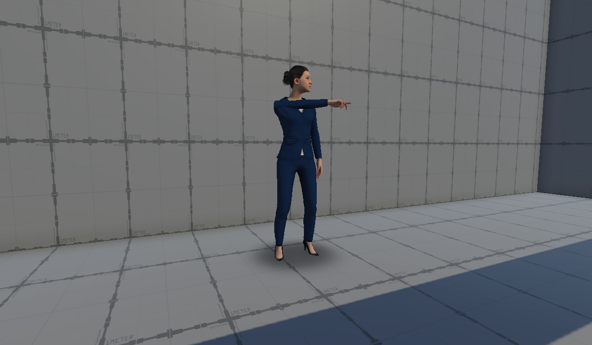 Character pointing and gazing at an object