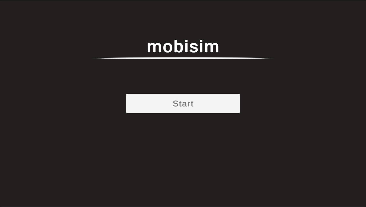 Start Menu scene in the Game view