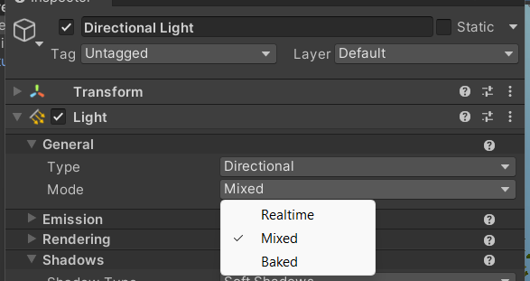 Image of light mode property in inspector