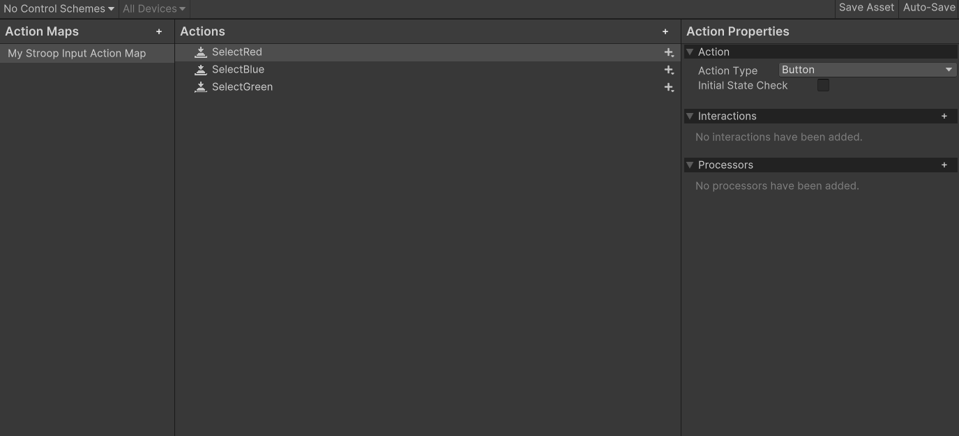 Image of three created new actions