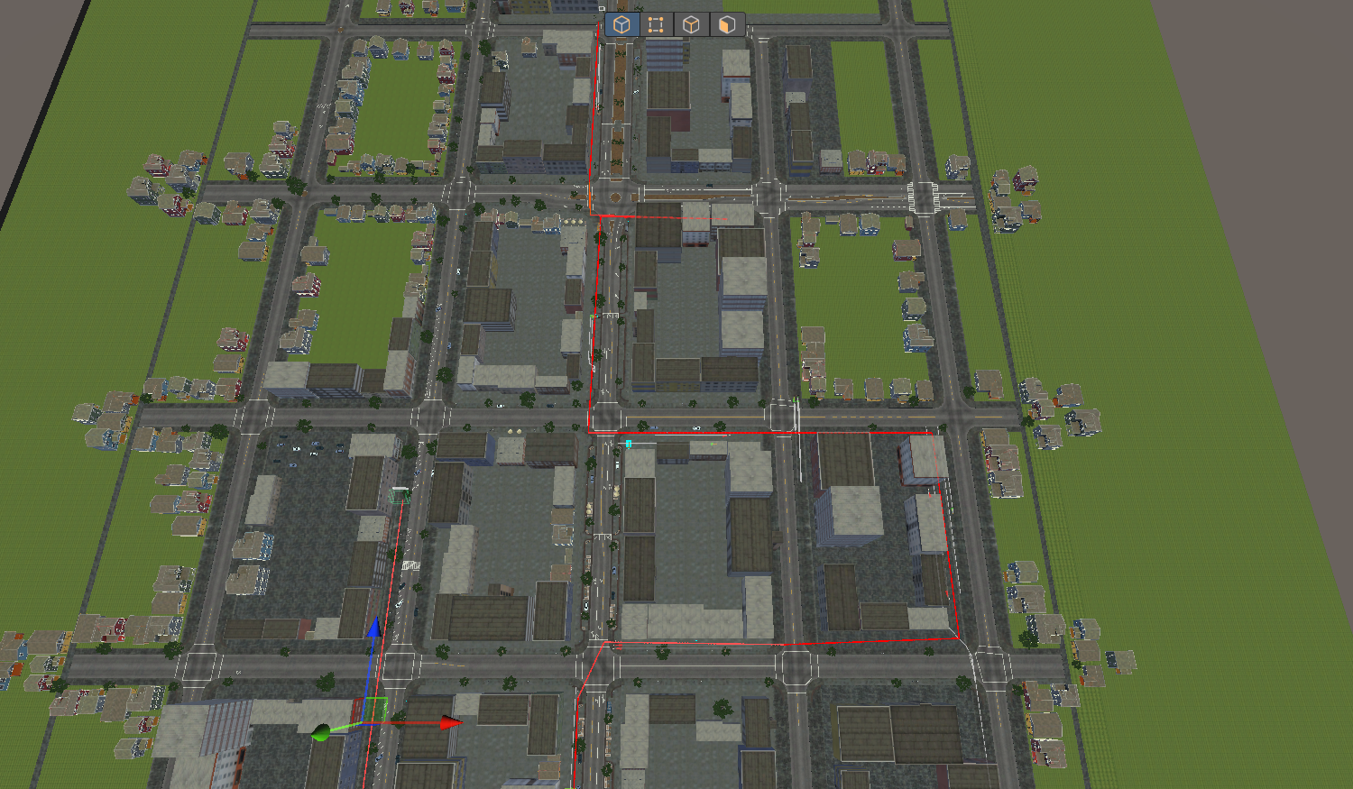 Mobility scene route in the Scene view with waypoint links visible and NavigationWaypointManager selected