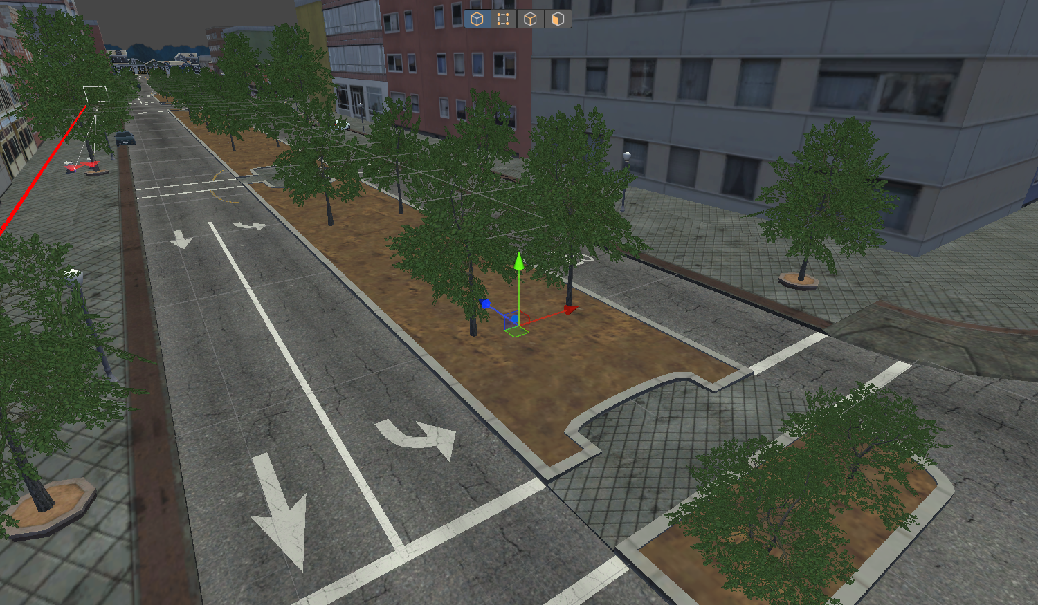 Prefab with collider visible in scene