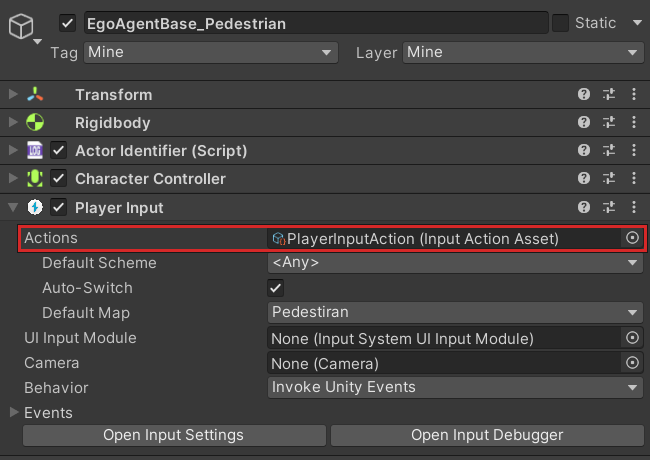 Assign Input Actions Asset in Player Input Component Inspector