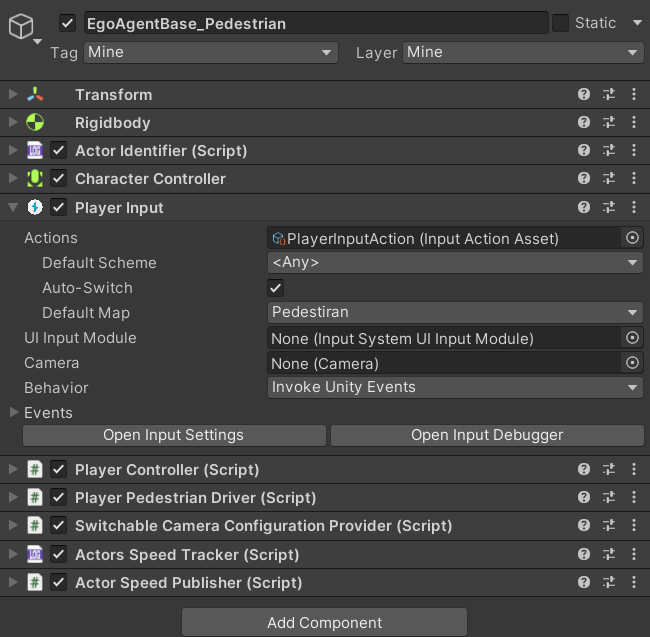 Player Input Component Inspector