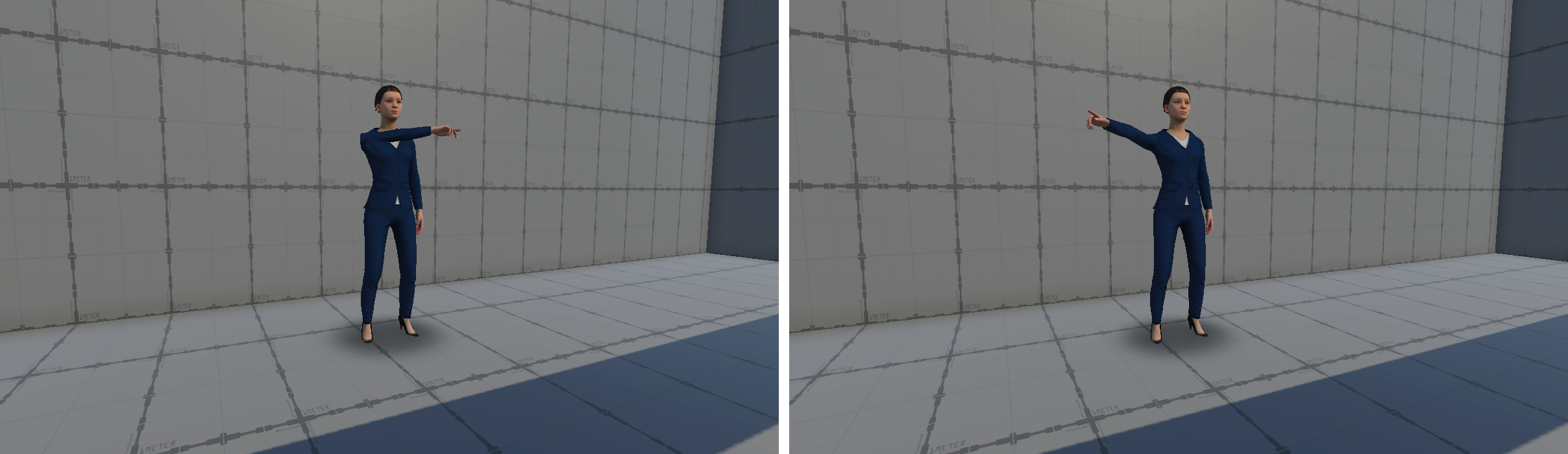 image of pointing with aim animation vs without