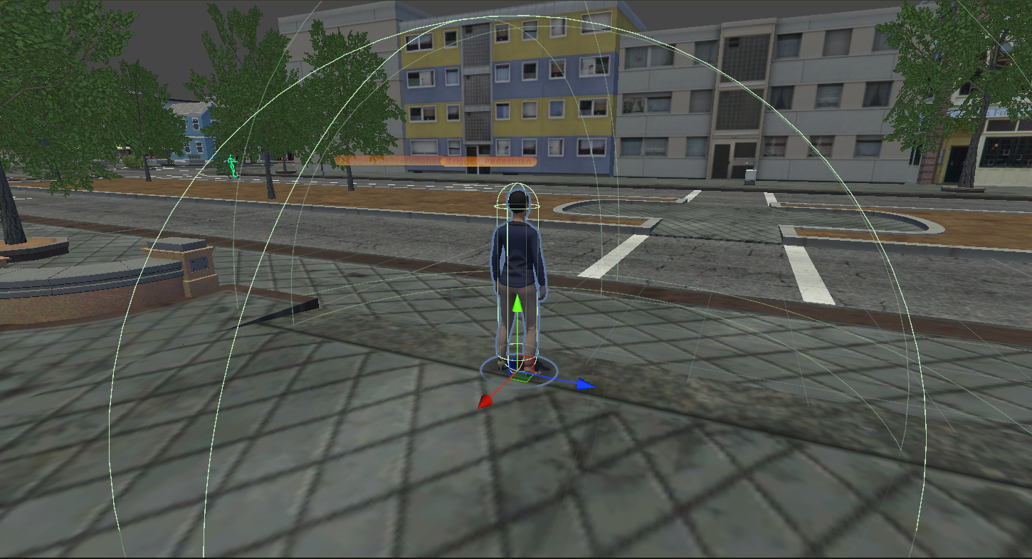 Pedestrian placed on the sidewalk facing the crosswalk