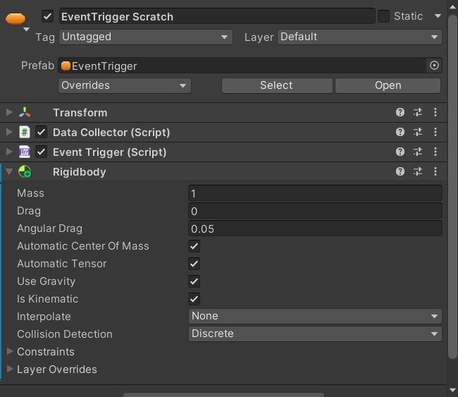 Is Kinematic in Inspector