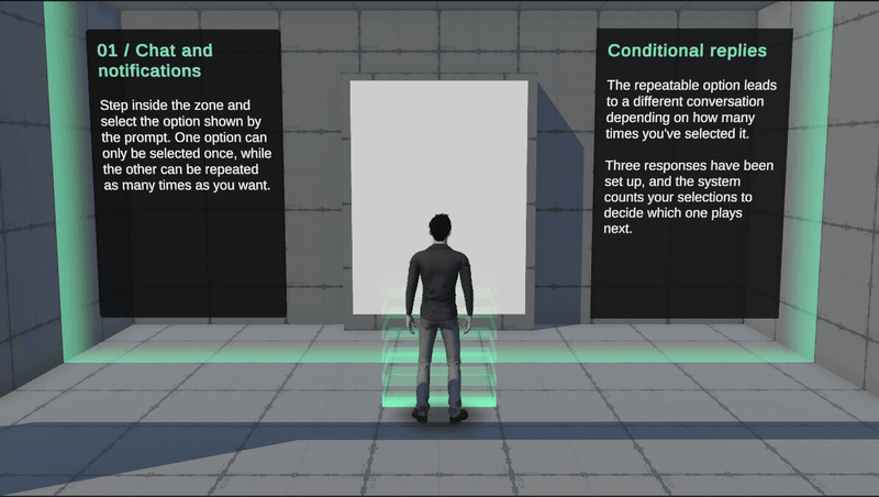 gif of selectable dialogue and the phone screen in action