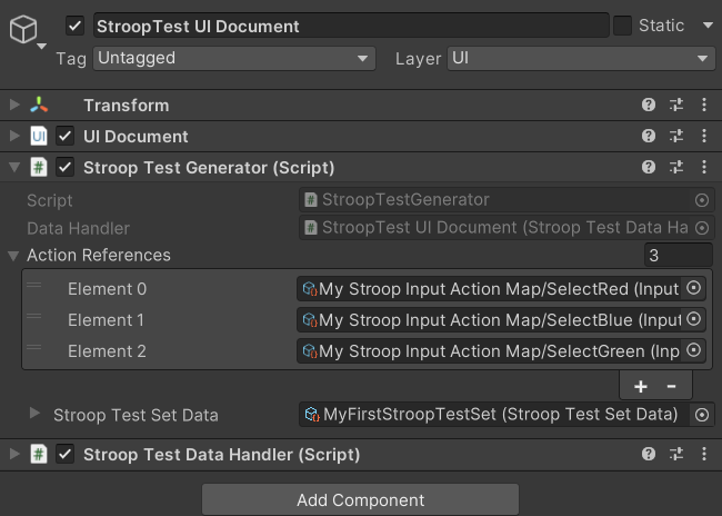 Stroop Test Set Data field assigned