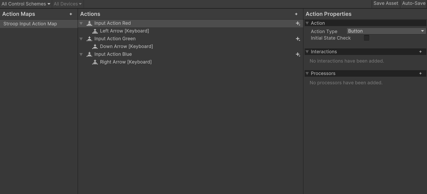 Image of pre-configured Input Actions