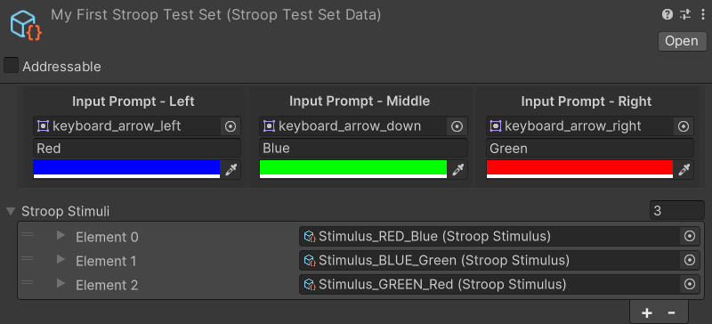 Image of Stimuli List with asset assigned