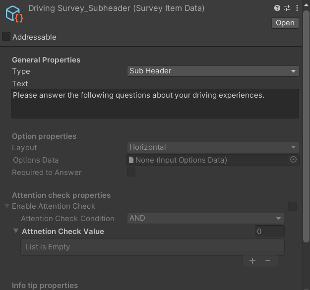 Image of configured DrivingSurvey_Subheader