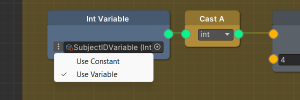 Reference field with the Use Constant / Use Variable dropdown